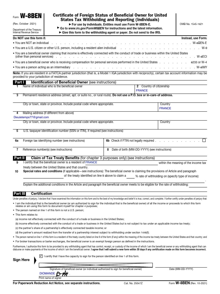 D claration w 8ben pdf irs tax forms taxes