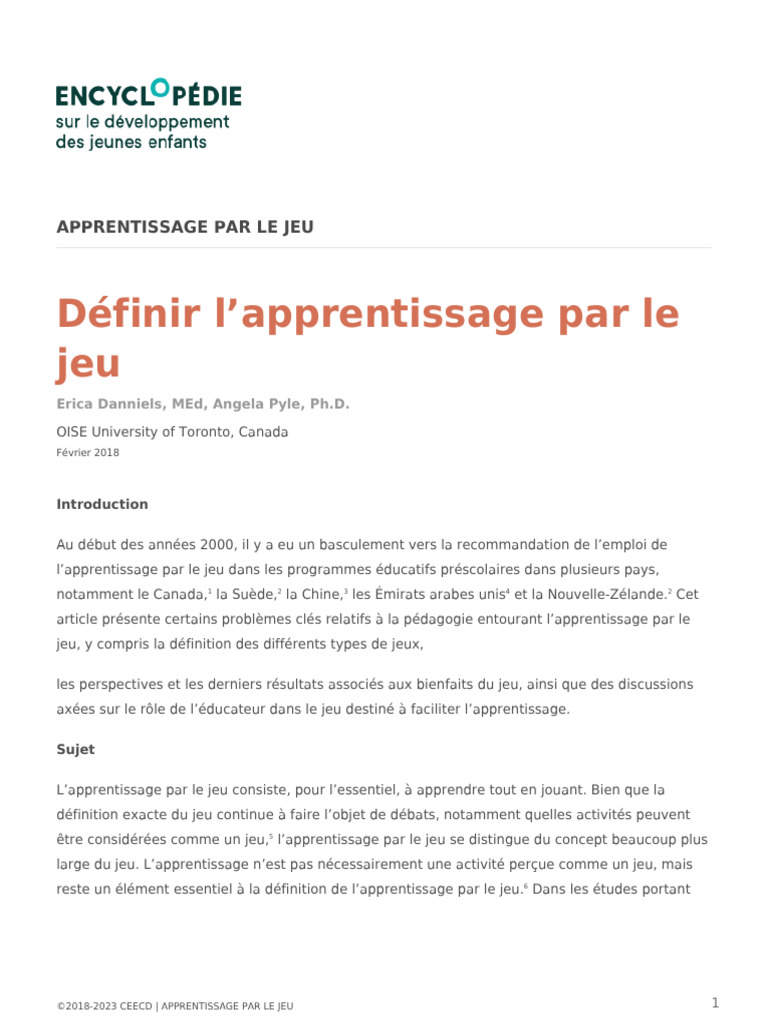 Apprentissage par le Jeu en Éducation | PDF | Apprentissage | Enseignement