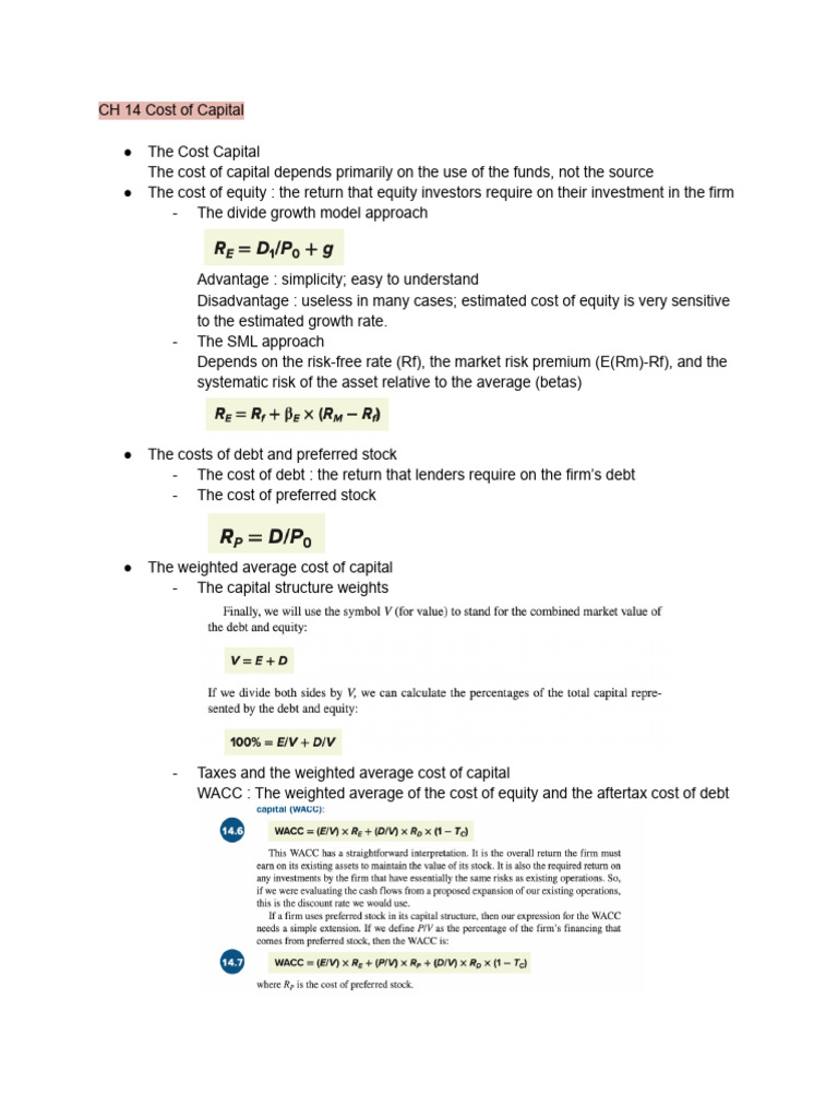 Cost of Capital Essentials | PDF | Cost Of Capital | Capital Structure