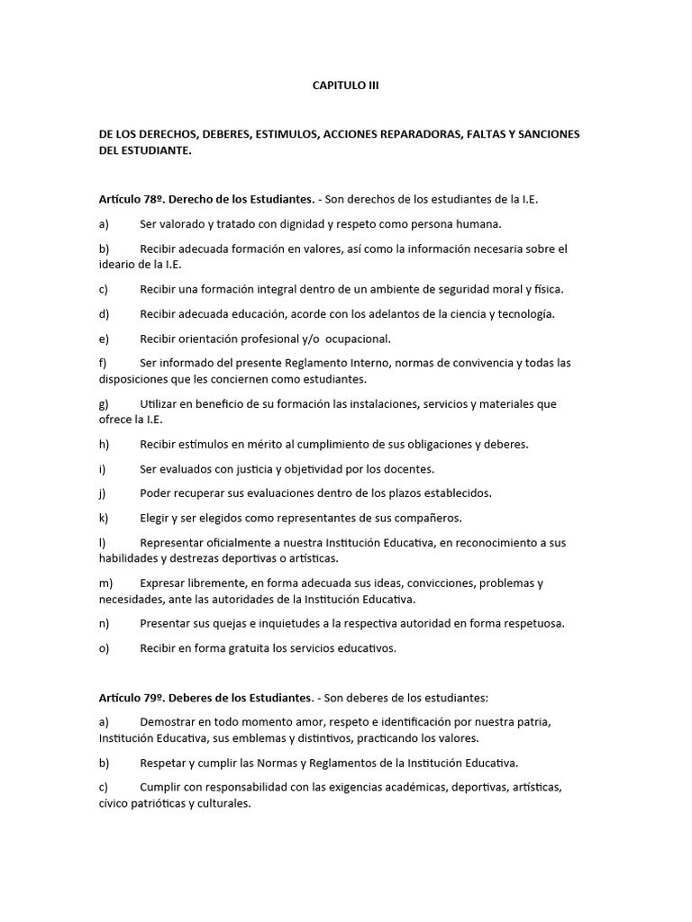 Derechos Y Deberes De Los Estudiantes B Pdf Escuelas Institución