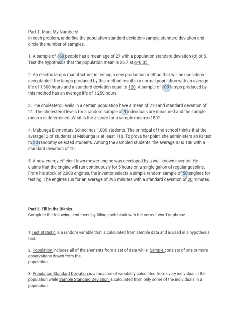 Statistics and Probability Activity. | PDF | Standard Deviation ...
