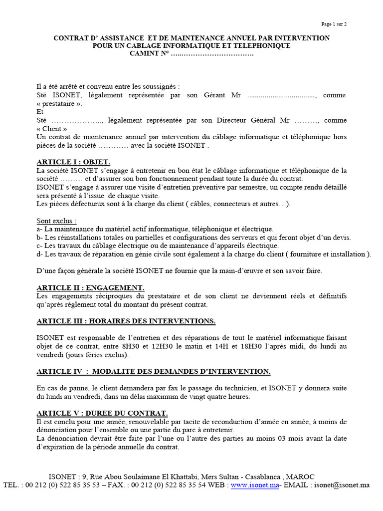 Contrat de Maintenance Informatique | PDF | Informatique