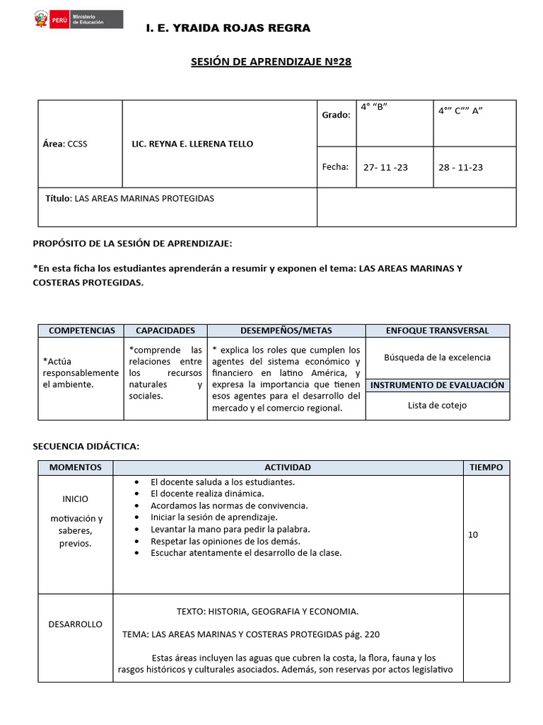 Sesión de Aprendizaje 4to y 5to | PDF | Contaminación | Entorno natural