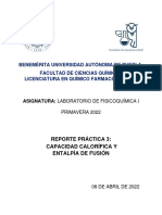 Fisicoquímica I - Práctica 3 Capacidad Calorífica y Entalpía de Fusión