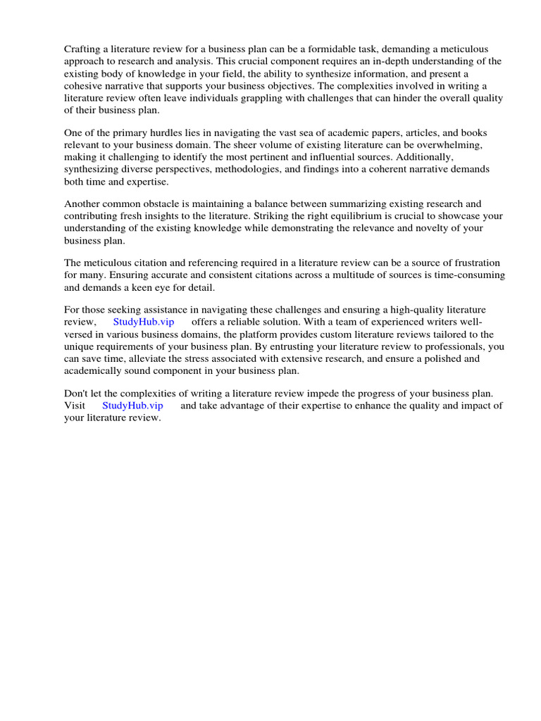 How to write a literature review for a business plan download free