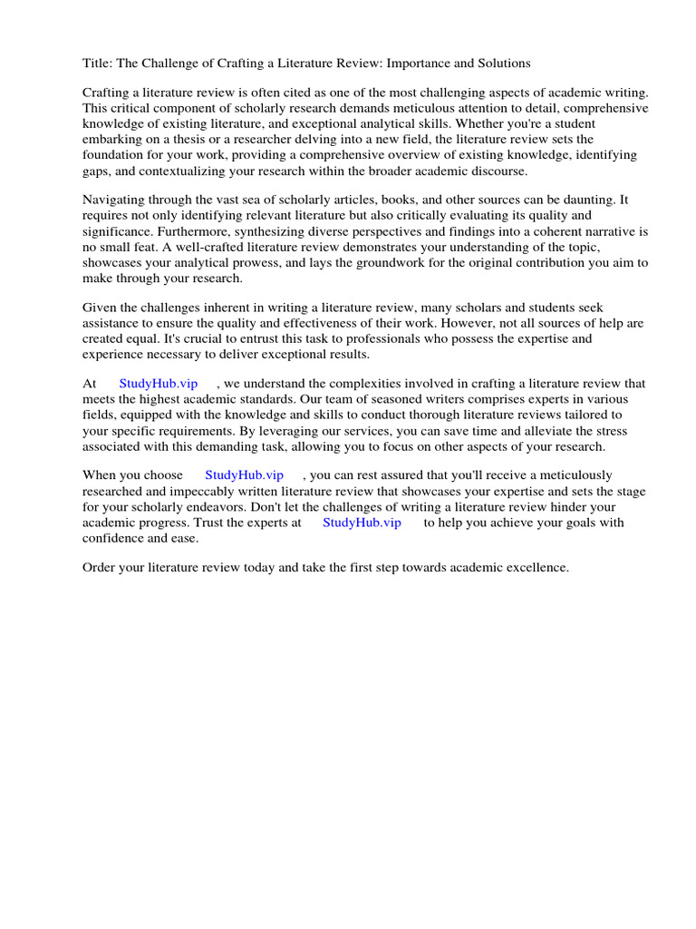 What Is The Importance Of Literature Review Pdf