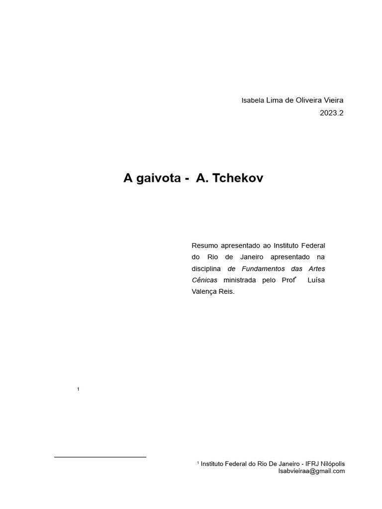 A Gaivota: Conflitos Artísticos e Pessoais | PDF | Tempo | Amor, image size:768x1024