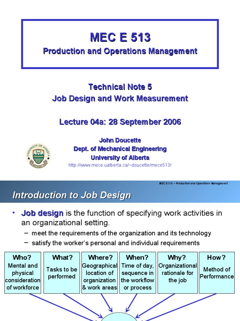 Job Design and Work Measurement Guide | PDF | Operations Management ...