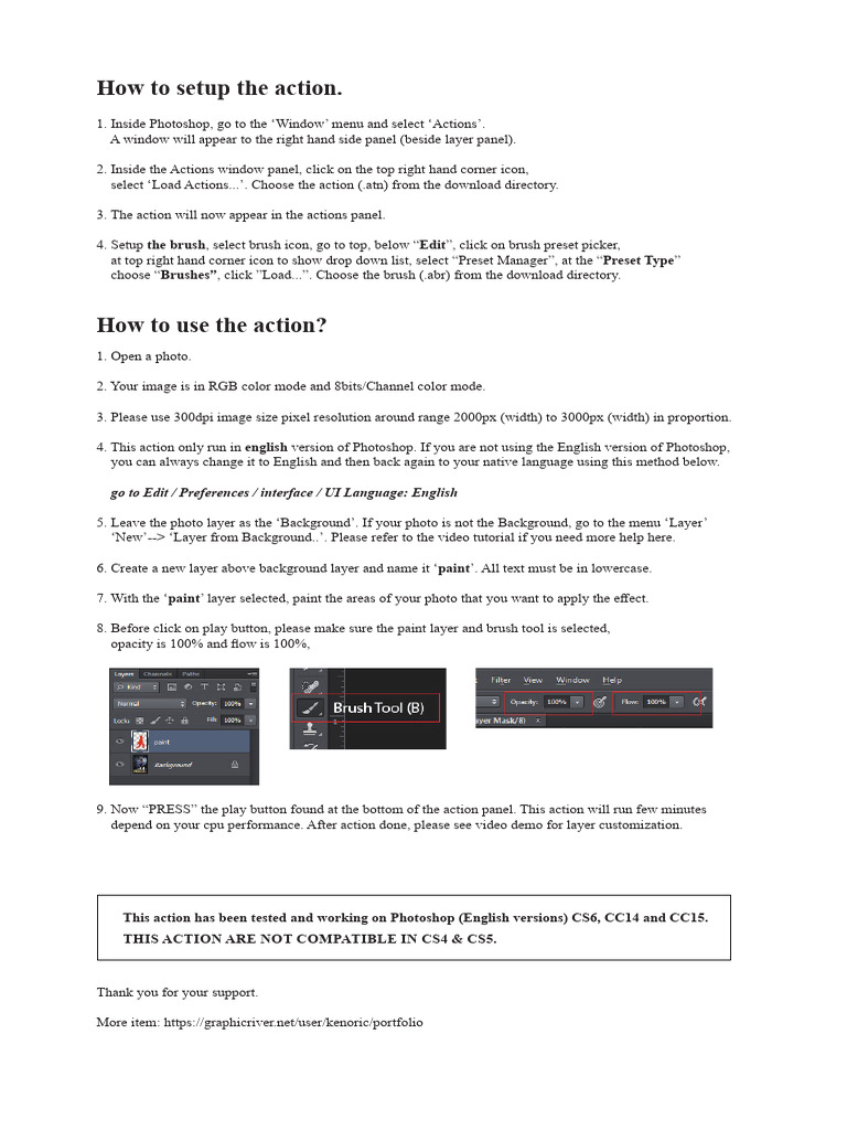 Photoshop Action Setup Guide | PDF | Technology & Engineering