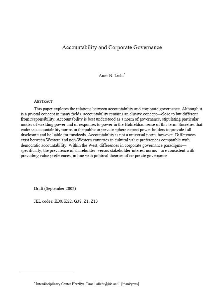 Defining Accountability in Governance | PDF | Governance | Psychology