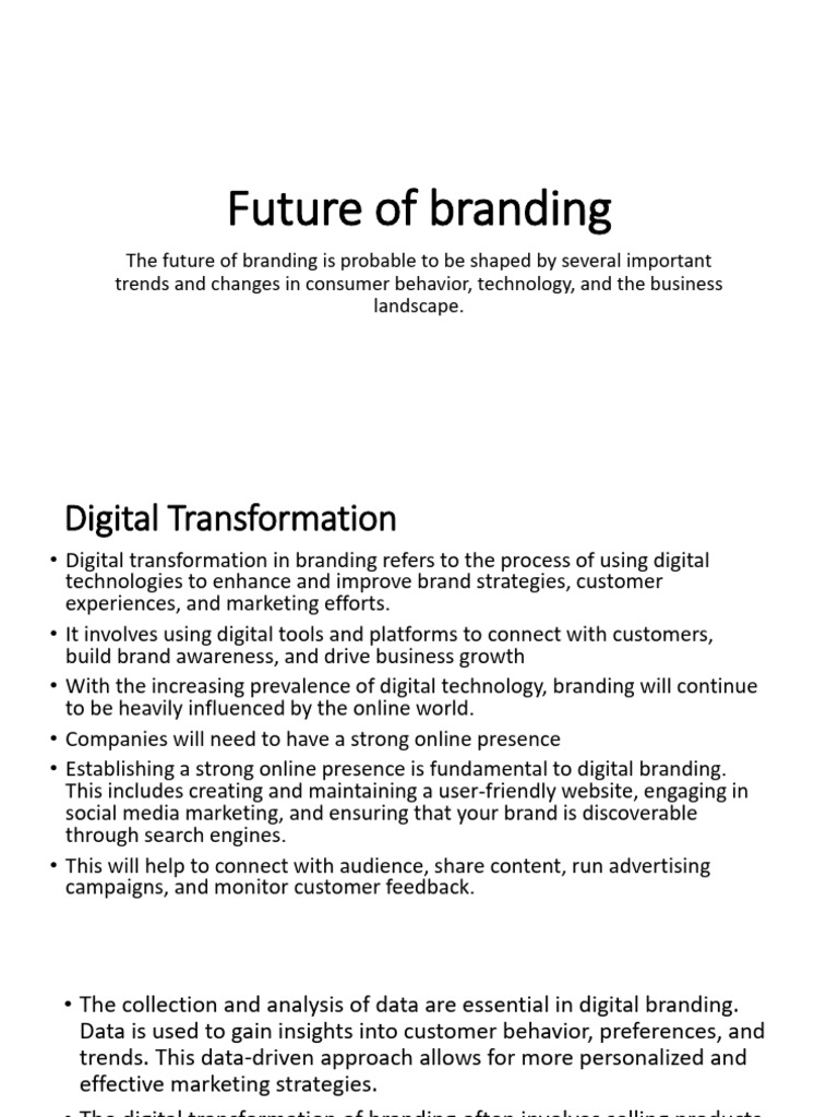 Future Of Branding Pdf Brand Digital Marketing