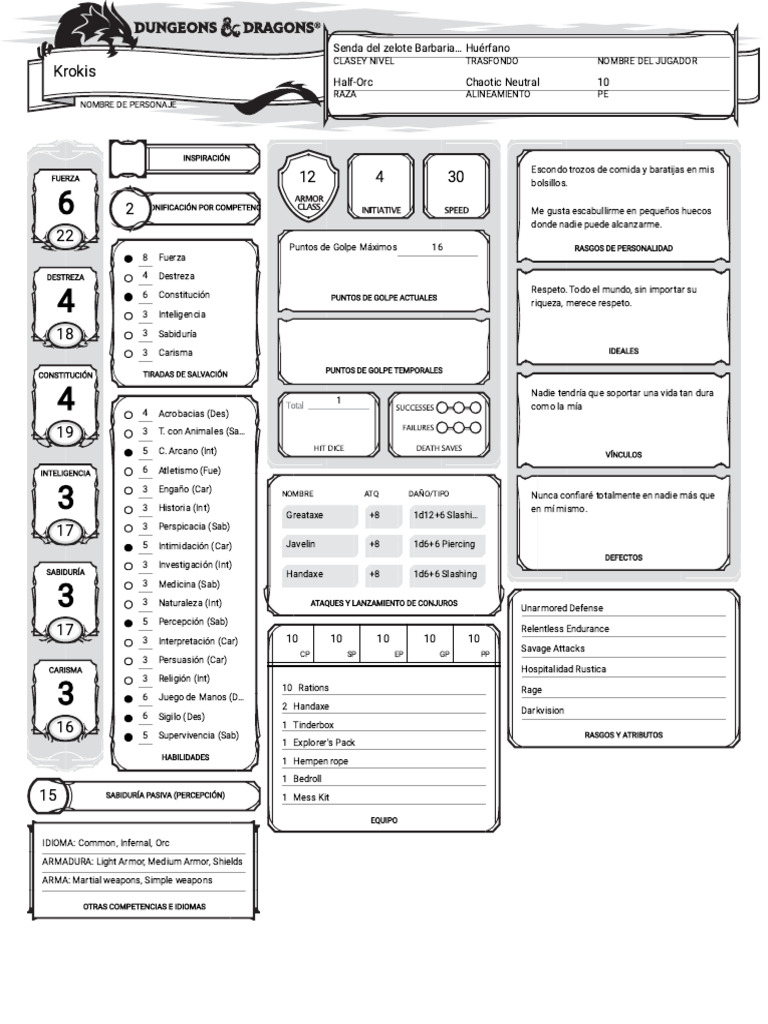 Krokis roll20 characters pdf