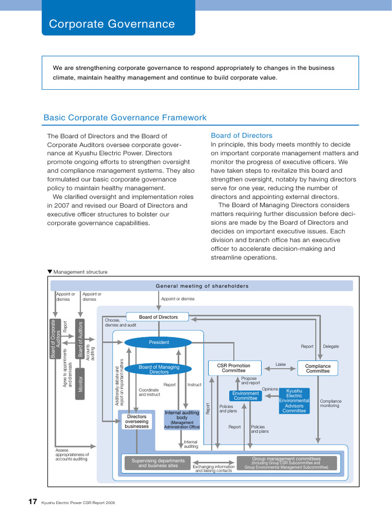 Kyushu Electric Power Governance Overview | PDF | Audit | Corporate ...