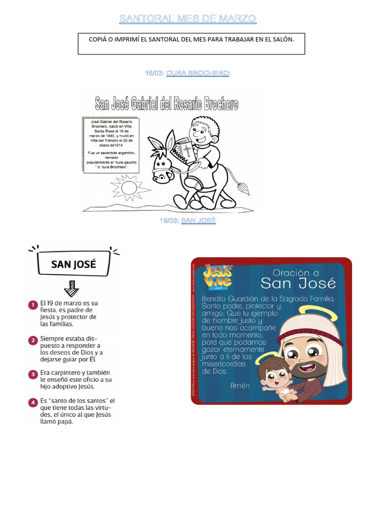 Santoral Mes De Marzo Pdf