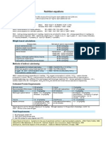 Nutrition equations and calorie requirements