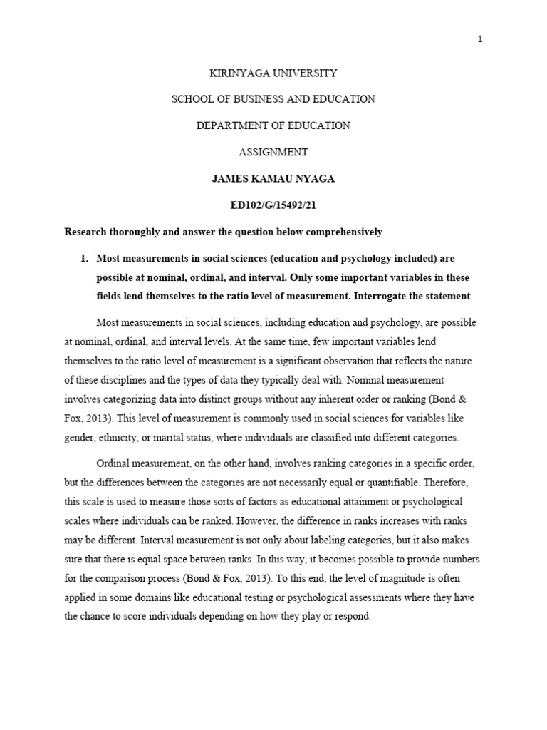 Measurement Levels in Social Sciences | PDF | Level Of Measurement ...