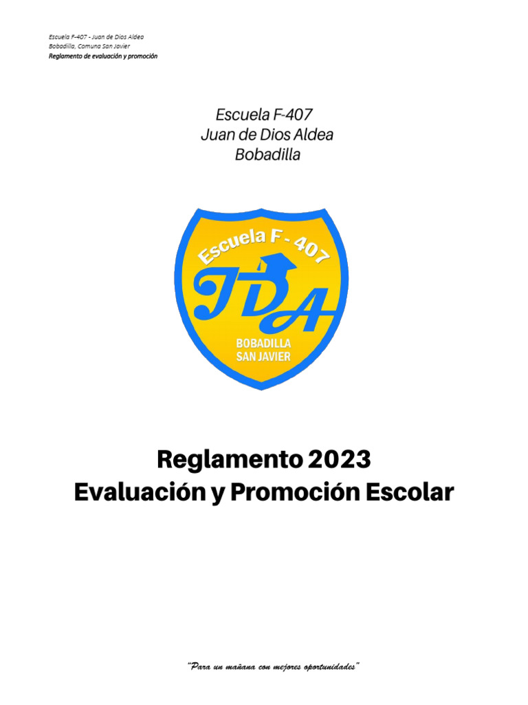 Reglamento de Evaluación Escolar 2023 | PDF | Evaluación | Enseñando