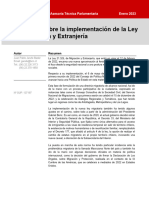 Alcances Sobre La Implementacion de La Ley de Migracion y Extranjeria