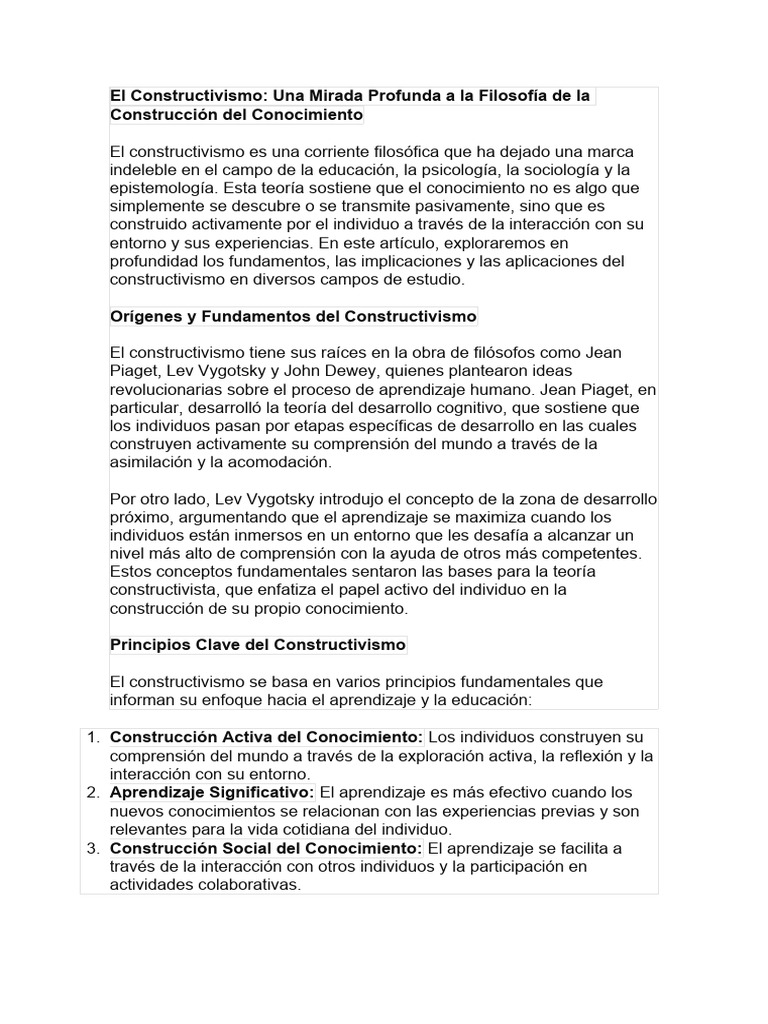 El Constructivismo | PDF | Constructivismo (filosofía de la educación ...