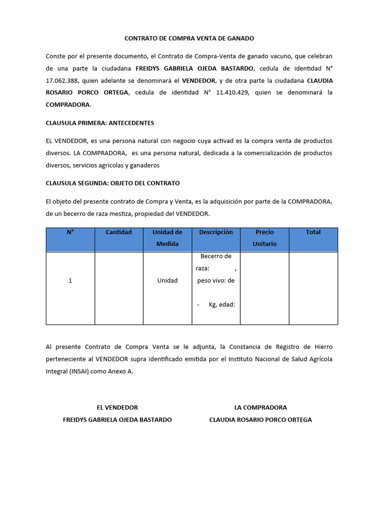 Contrato de compra venta de ganado 2 pdf