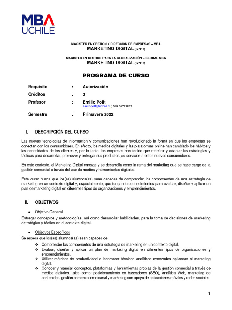 Curso de Marketing Digital MBA 2022 | PDF | Marketing | Publicidad digital