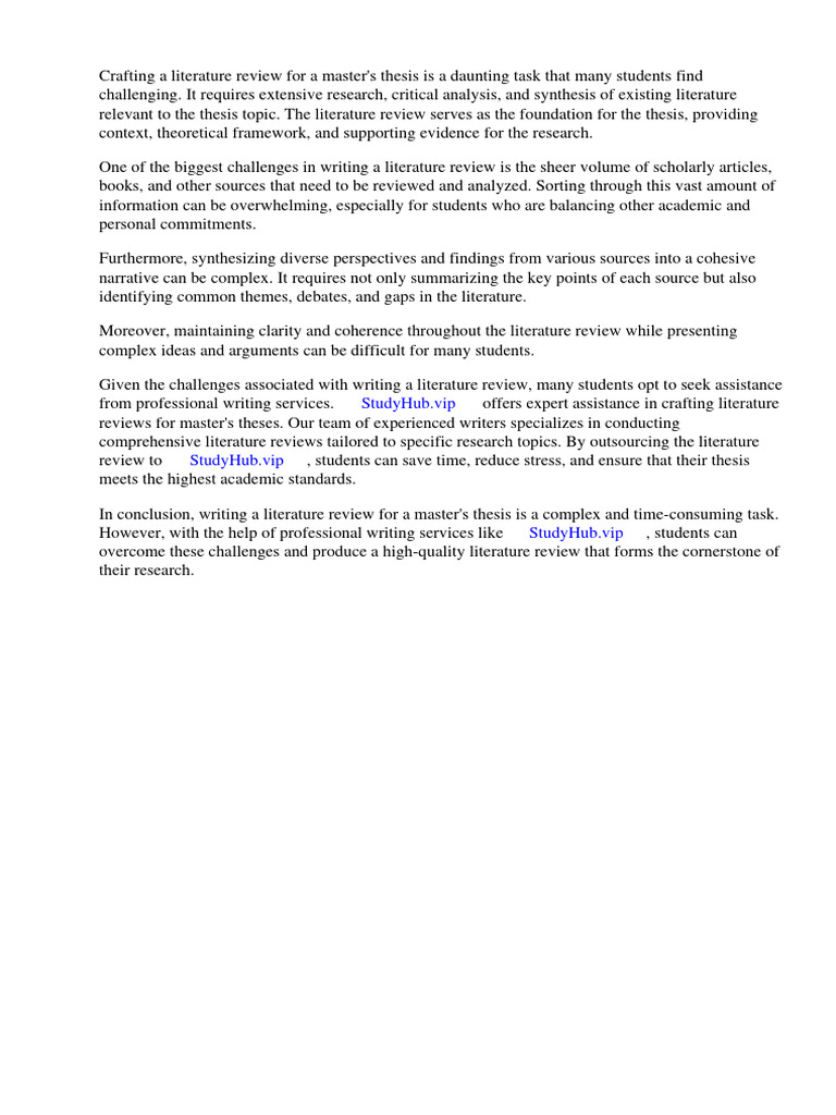 How To Write A Masters Dissertation Literature Review