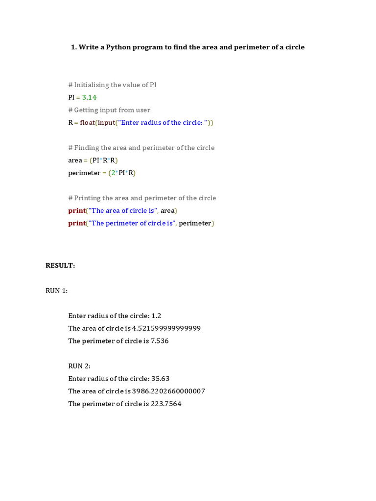 # Initialising The Value of PI: 1. Write A Python Program To Find The ...