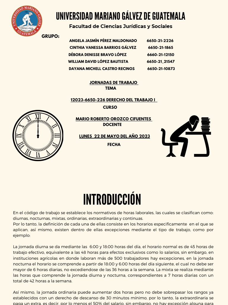 Jornadas Laborales en Guatemala | PDF | Tiempo de trabajo | Salario