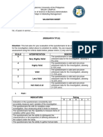Format of Validation Sheet 1