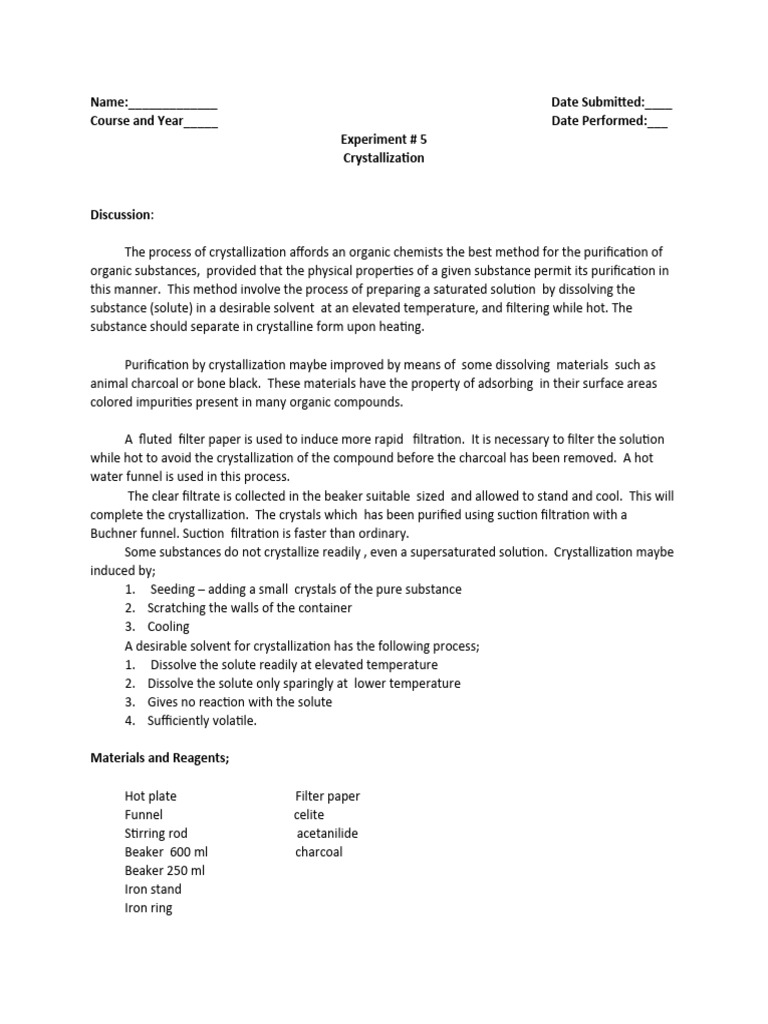 Crystallization Techniques and Procedures | PDF | Crystallization ...