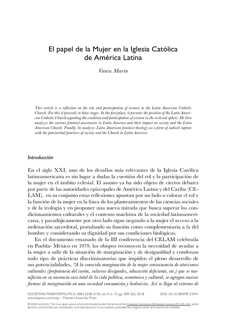 Rol de la Mujer en la Iglesia Católica | PDF | Sacerdote | La violencia ...