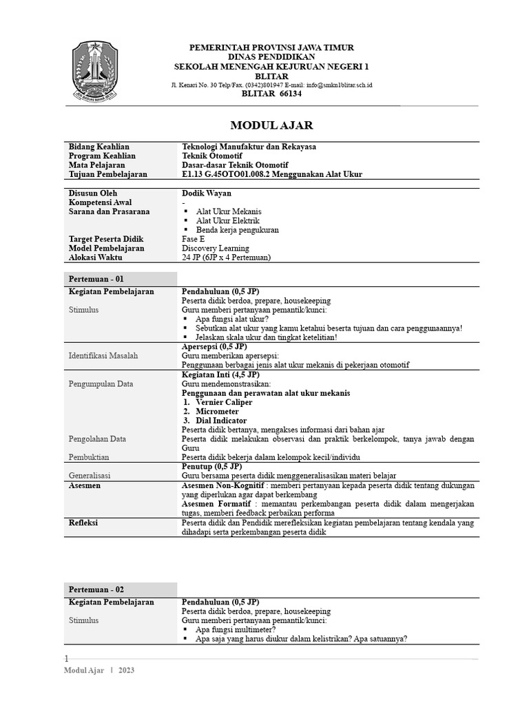 03 Modul Ajar Oto 2023 | PDF