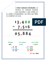 Material Que Ocupe para Explicar Los algoritmos-ALGORITMO DE LA SUMA Y RESTA CON NÚMEROS DECIMALES.