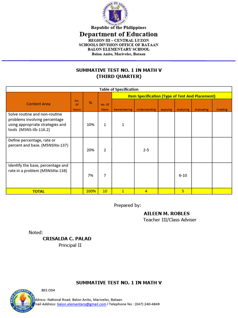 Sum Test Inmath V-No.1-Q3 | PDF