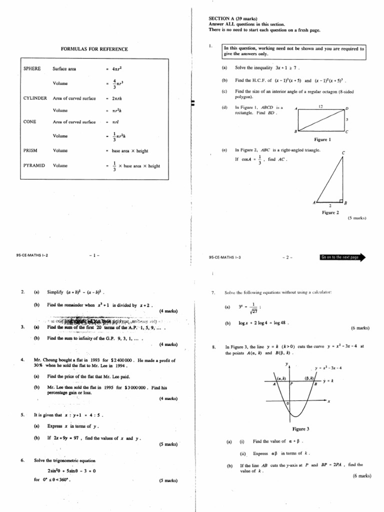 Mathematics 1995 Paper 1 | PDF
