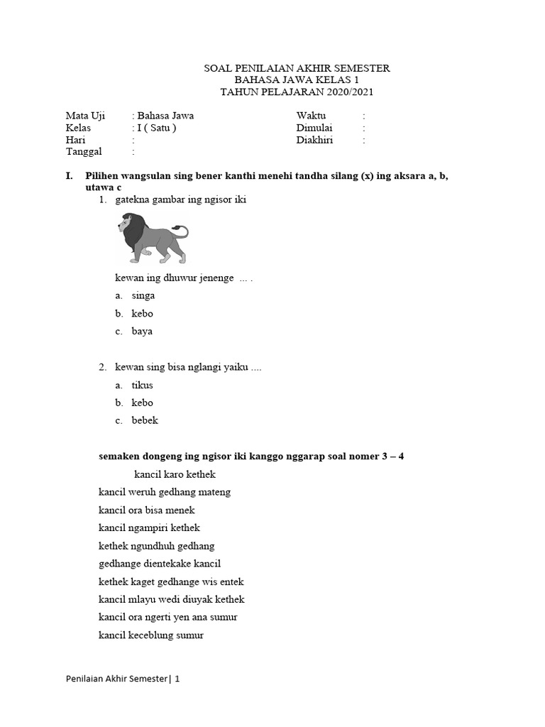 Mempersiapkan Masa Depan dengan Gemilang: Panduan Lengkap Mengunduh Soal UKK Kelas 1 Bahasa Jawa