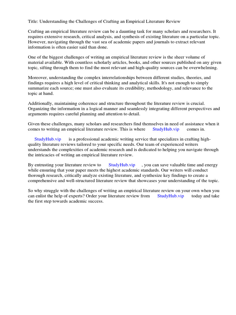 What Is Empirical Literature Review