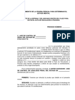 Ofrecimiento de La Prueba Pericial para Determinar El Estado Mental