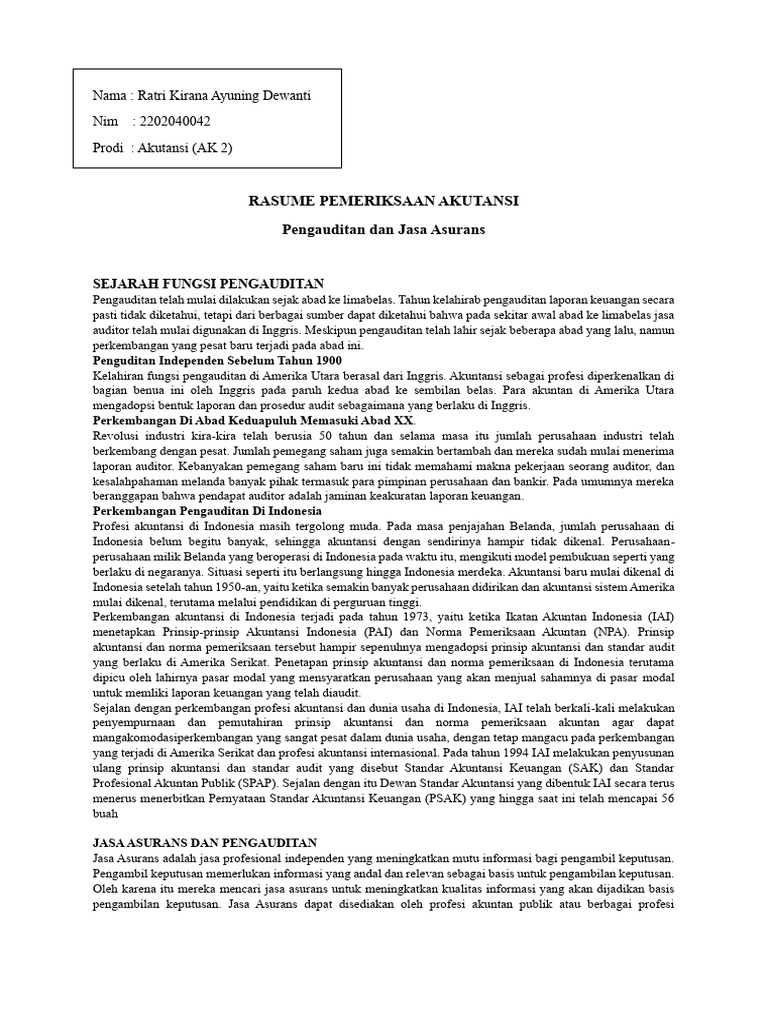 Sejarah dan Perkembangan Audit | PDF