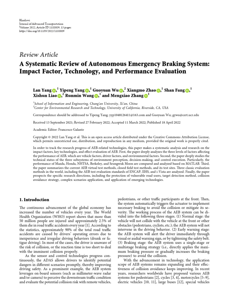 A Systematic Review of Autonomous Emergency Brakin | PDF | Traffic ...
