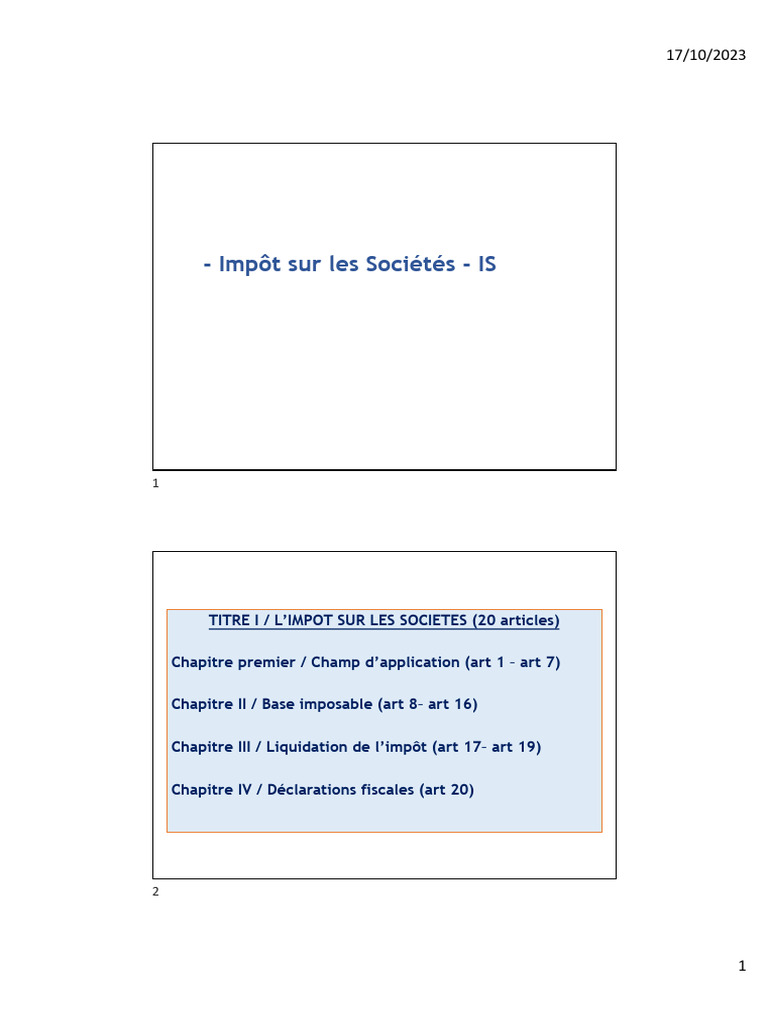 Impôt sur les Sociétés : Guide Complet | PDF | Impôts | Dépréciation