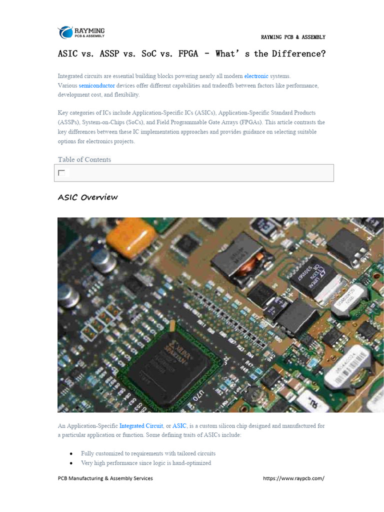 ASIC vs. ASSP vs. SoC vs. FPGA – What’s the Difference | PDF | Field ...