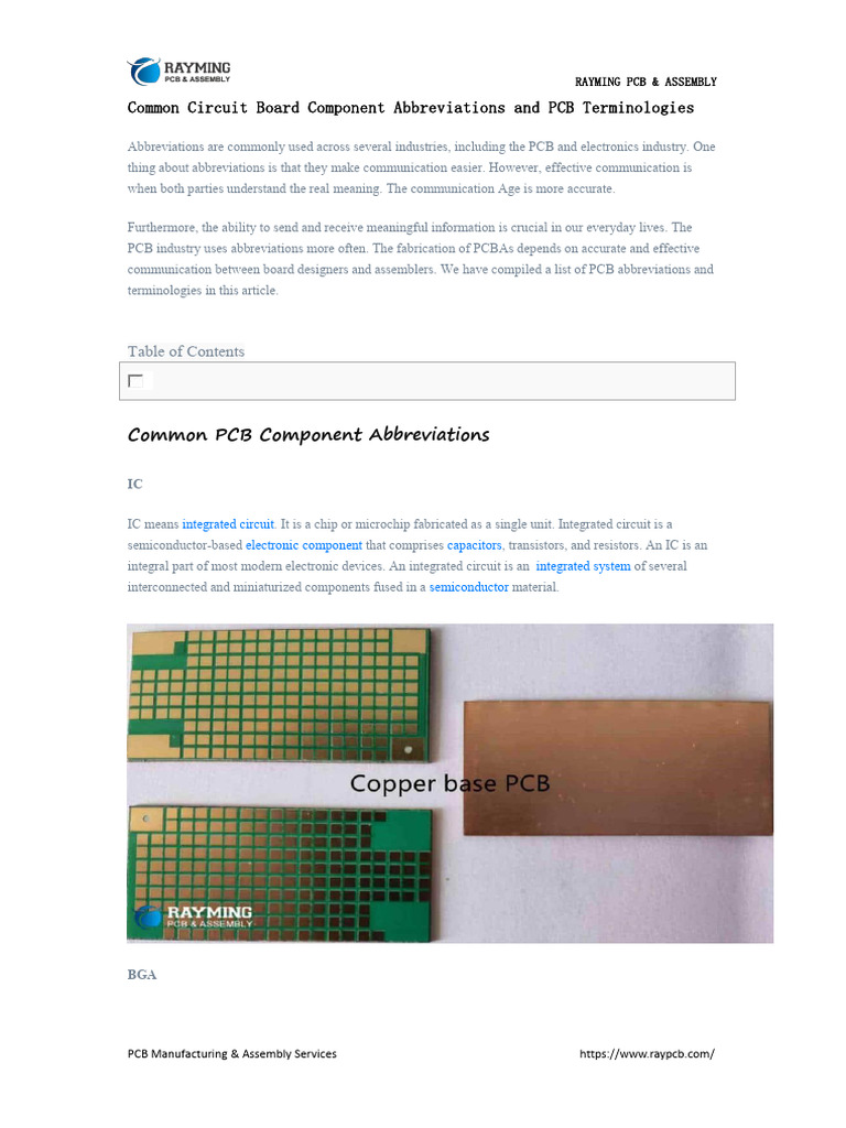 Common Circuit Board Component Abbreviations and PCB Terminologies