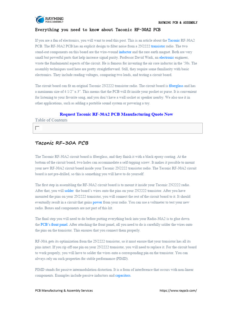 Everything You Need To Know About Taconic RF-30A2 PCB | Download Free
