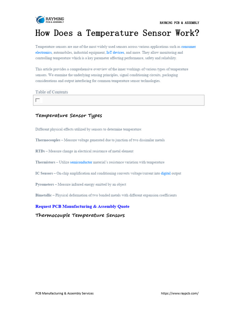 Understanding Temperature Sensor Principles | PDF | Thermocouple | Sensor
