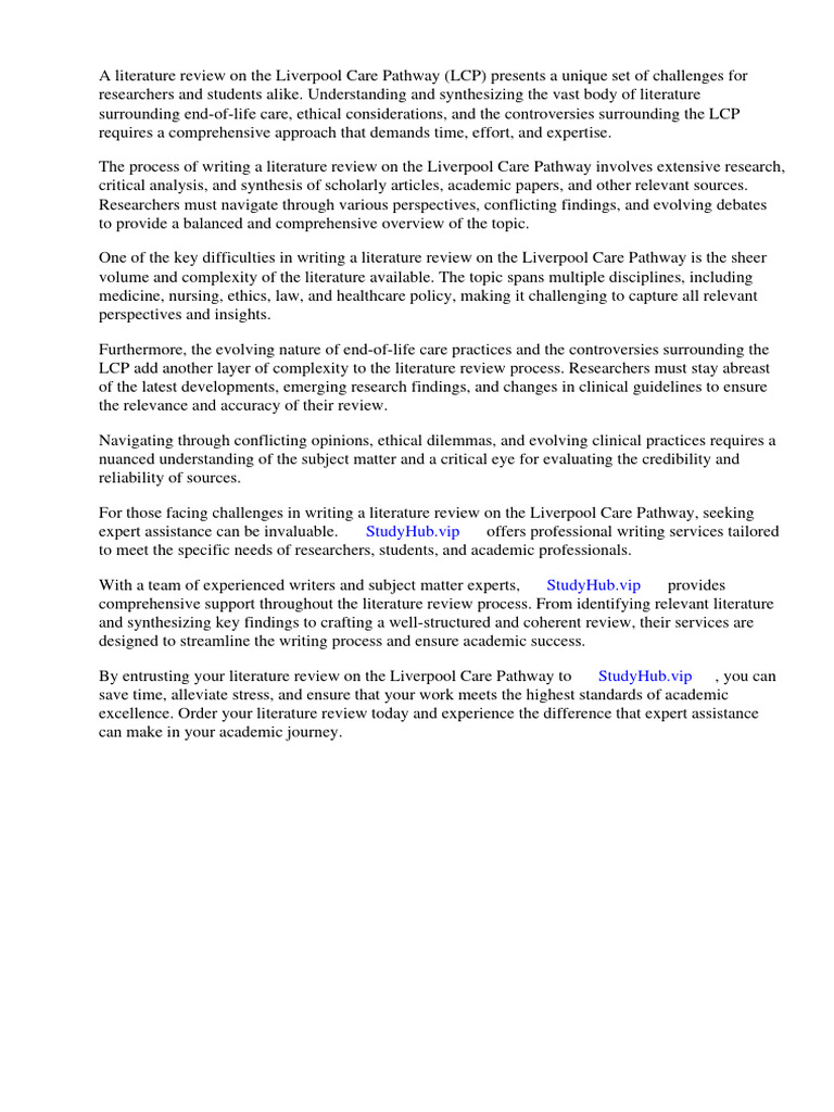Liverpool Care Pathway Literature Review | PDF | Palliative Care | End ...