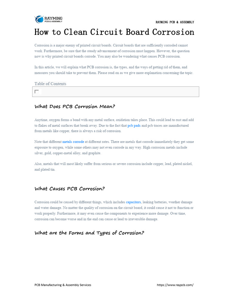 How to Clean Circuit Board Corrosion PDF Printed Circuit Board Corrosion