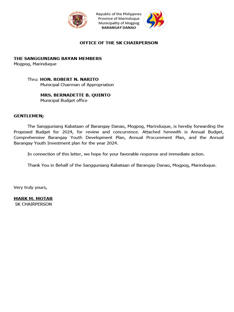 Office Of The Sk Chairperson Pdf Business Social Science