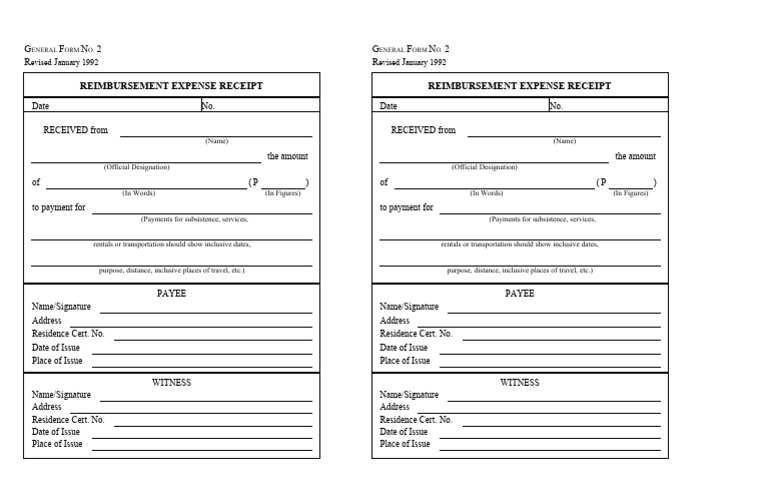 FR-FAD-As No 004 Reimbursement Expense Receipt (RER) | Download Free ...