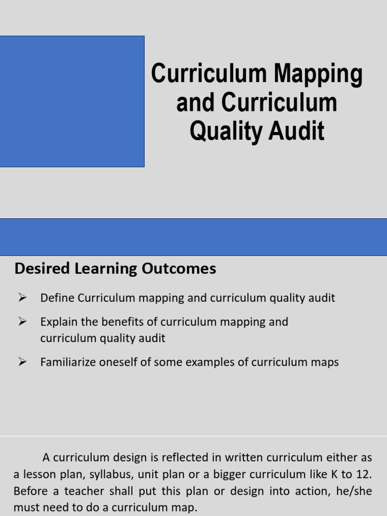 Curriculum Mapping and Quality Audit Guide | PDF | Curriculum | Teachers